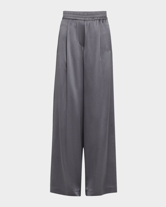 Sequined Satin Wide Leg Pants